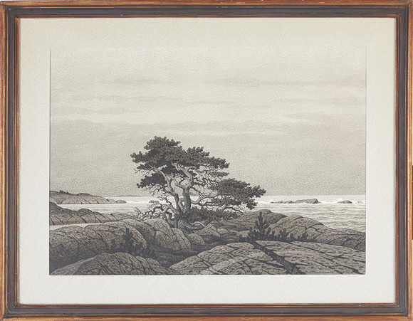 OLOF THUNMAN, Vindpinad tall, tusch, signerad Olof Thunman 1940. Konst ...