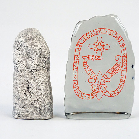 Two “Runes” glass sculptures, art mass. Miscellaneous - Miscellaneous ...