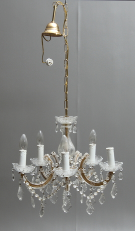 LJUSKRONA, 5 ljusarmar, sk. Maria Theresia modell, 1900-tal.