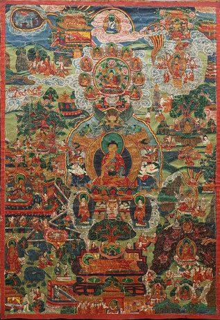 TIBETAN SCHOOL, EARLY 20TH CENTURY. Scenes from the life of Buddha ...