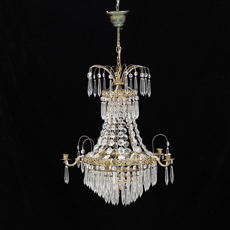 LJUSKRONA, empirestil, 1900-talets mitt, totalhöjd 73 cm. Belysning ...