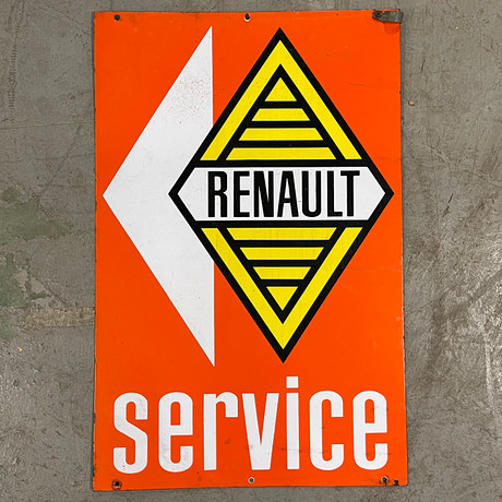 RENAULT - SERVICE, emaljskylt, omkring 1900-talets mitt.