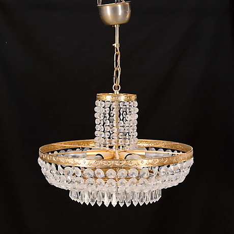 LJUSKRONA, plafondmodell, glas/metall, 1900-talets senare del ...