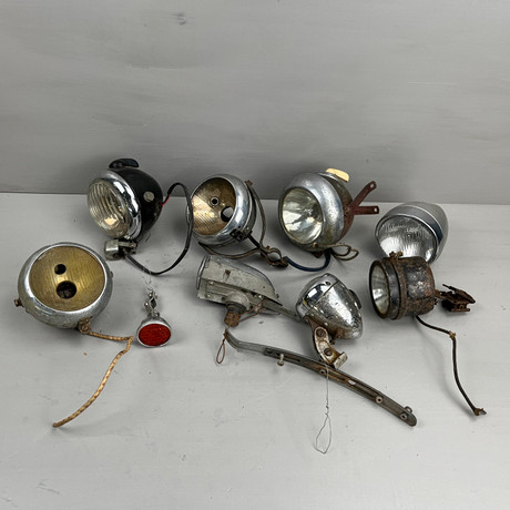 LYKTOR, parti, ca 8 st, bl.a Hella, Bosch, 1900-talets mitt.