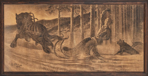 OLOF THUNMAN (1879-1944). Slädfärd 1902. Konst - Måleri - Auctionet