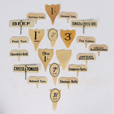 1950S/60S IVORINE SHOP ADVERTISING LABELS (21). Miscellaneous ...