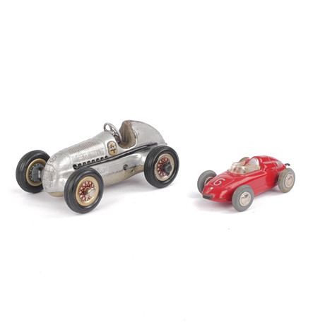 SCHUCO. Leksaksbil Mercedes "Studio-1050" och Porsche "Micro Racer 1037", metall, urverk.