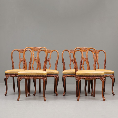 A set of 6 Rococo style chairs, 20th century, Central Europe. Furniture ...