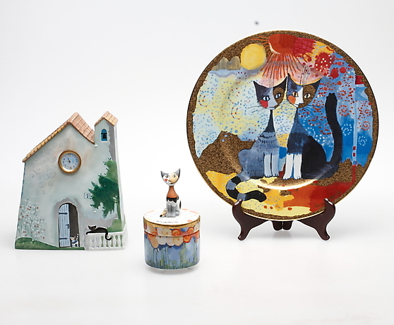 TABLE CLOCK, GAME BOX and DISH, Rosina Wachtmeister, Goebel. Ceramics & Porcelain - European ...