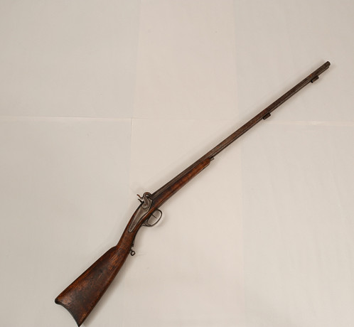A double-barrelled breech-loading rifle, circa 1850s. Weapons ...