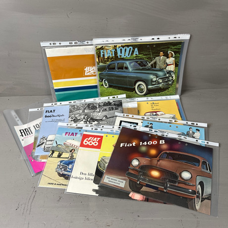 FIAT, broschyrer och häften, parti, ca 1950-1970-tal.
