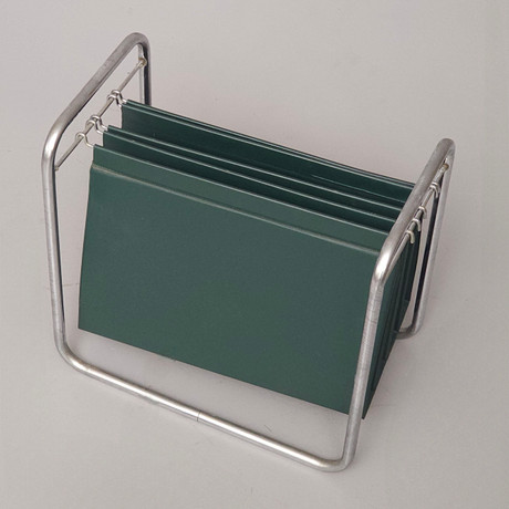 80S MAGAZINE RACK IN CHROMED METAL AND ENGLISH GREEN PLASTIC. Furniture ...