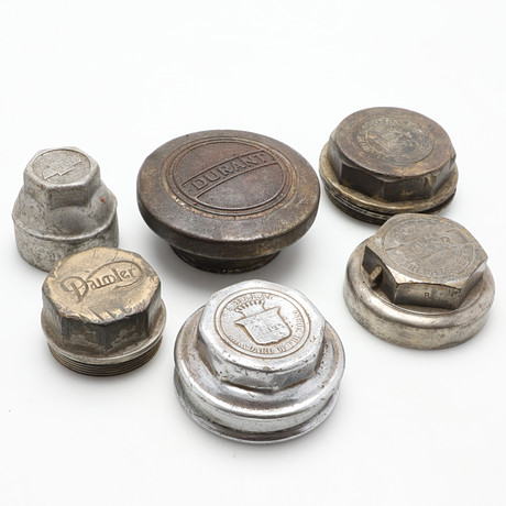 A set of 6 radiator caps, first half of the 20th century. Vehicles ...