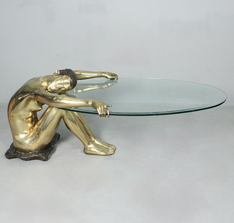 Sculptural side table/Coffee table with nude of a woman, France, 1980s