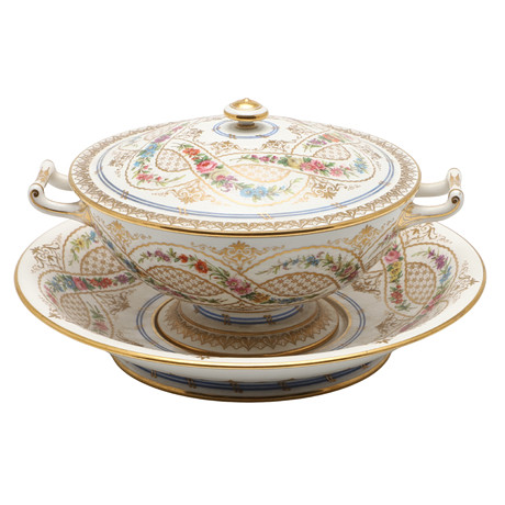 A SEVRES PORCELAIN ECUELLE, COVER AND STAND. Ceramics & Porcelain ...
