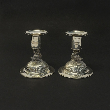 GUSTAF FOLCKER D. Ä., LJUSSTAKAR, ETT PAR, EMPIRE. Silver & Metall ...