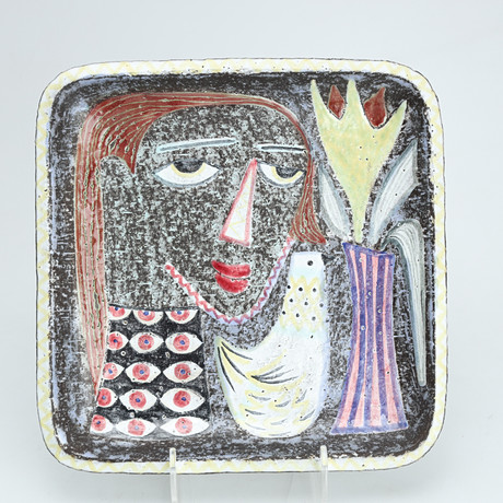 MARI SIMMULSON. fat, keramik, komposition med flicka och fågel, Upsala ...