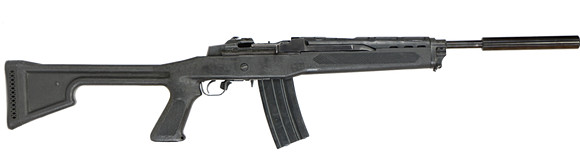KULGEVÄR, fabrikat Ruger, modell Mini 14, kaliber .223 Rem, tillv.nr 188-10026, se-nr SE1696480.