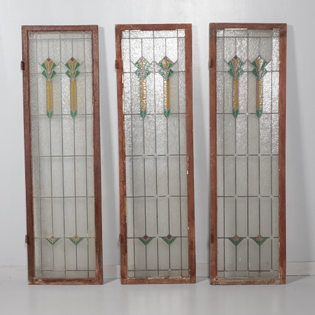 BLYINFATTADE FÖNSTER, 3 delar, 18/1900-tal. Övrigt - Övrigt - Auctionet
