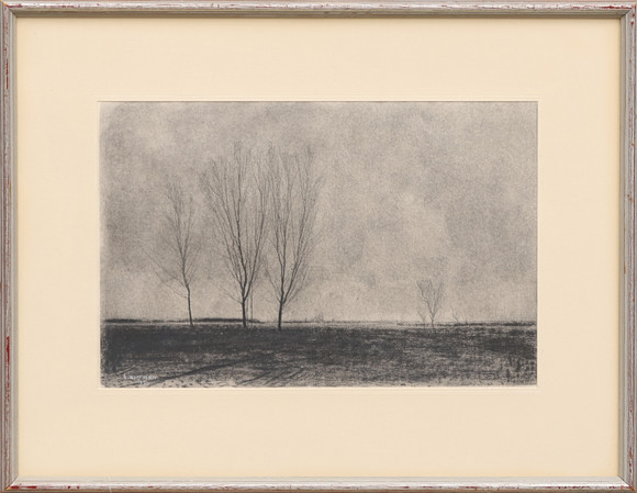 GUNNAR NORRMAN. CHARCOAL DRAWING, “Trees on the Plain”, signed and ...