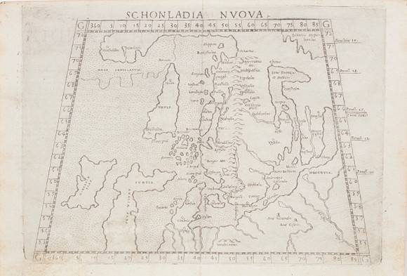SKANDINAVIAN MEREN KARTTA RUSCELLIN KIRJOITTAMA, ca 1590, Schonladia ...