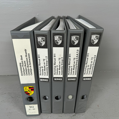 PORSCHE 911,Verkstadshandböcker, 5 delar, 1972-1983, 1987-1989, Tyskland.