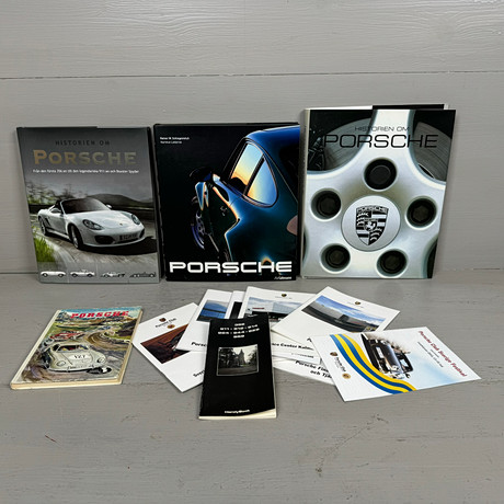 PORSCHE, parti litteratur, 15 delar, 1960-00-tal, Sverige.