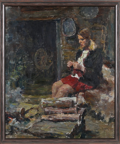 JOHAN BLADH. Allmogeinterior with girl, oil on canvas, signed and dated ...