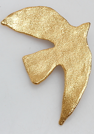 Broche Ancienne Signée Cécile & Jeanne Paris - Colombe En Bronze Doré, Occasion
