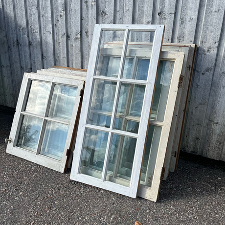 A set of 12 early 20th century windows with slats. Miscellaneous ...