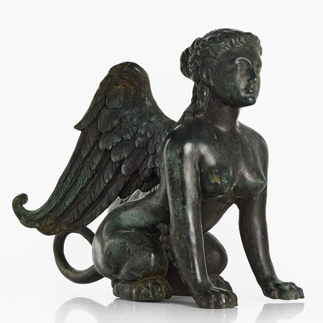 A 17th/19th century sculpture in the form of a bronze sphinx. Art ...