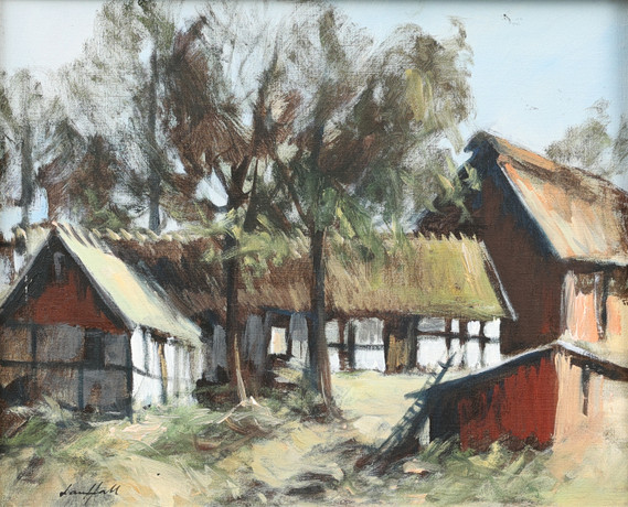 LARS HALL. Skånegård, oil on canvas, signed Lars Hall. Art - Paintings ...