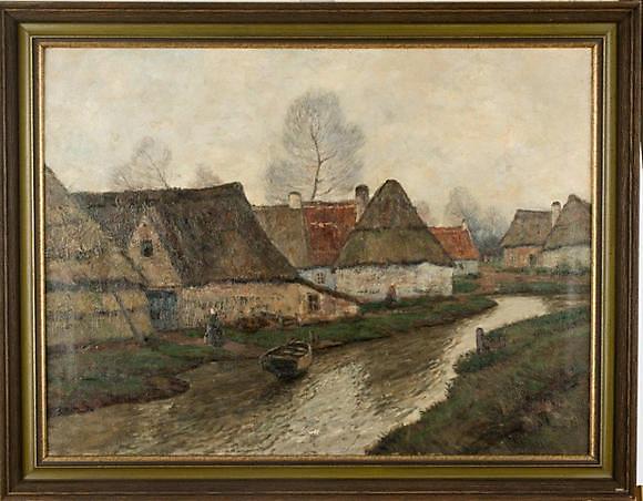 alfred-rasenberger-1885-d-sseldorf-1949-dorf-am-kanal-gem-lde
