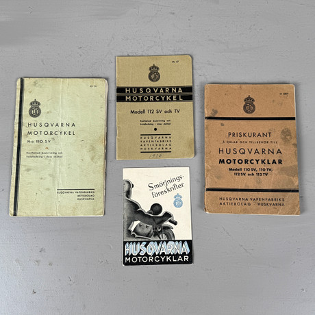 HUSQVARNA, broschyrer, 4 st, Huskvarna, 1930-tal.