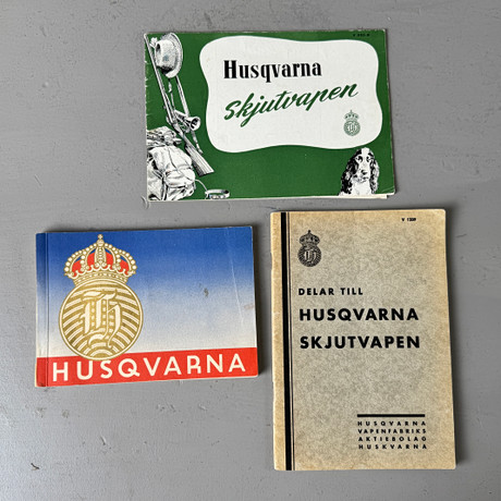HUSQVARNA, broschyrer, 3 st, Huskvarna, 1930/50-tal., såld på svensk auktion för 2 250 kr