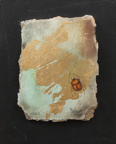 LISA LÖWENBERG. Composition with insect, mixed media, signed. Art ...