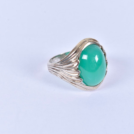 RING, silver, med grön sten. Smycken & Ädelstenar - Ringar - Auctionet