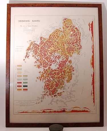 E. W. OLBERS. Geological map of Orust and Tjörn fiefdom. Art ...