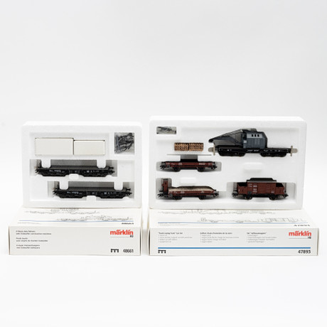 MÄRKLIN 47893 och 48661, 6 arbetsvagnar, originalförpackning. Leksaker ...