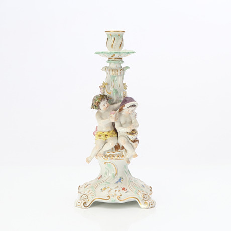 MEISSEN, CANDLESTICK. Porcelain. Neo-Rococo, 19th century. Later top of ...