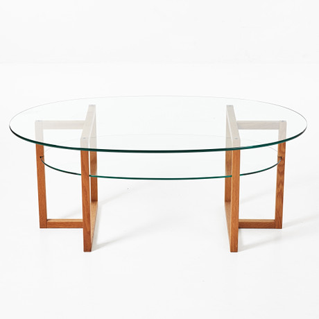 ENGLESSEN. Coffee table with magazine shelf, contemporary, oak/glass ...