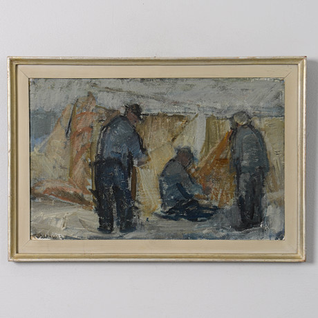 THURE WAHLSTRÖM. Fisherman, oil on panel, signed and numbered -60. Art ...