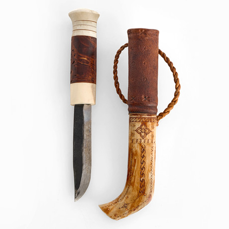 OIDENTIFIERAD SLÖJDARE. Sámi Duodji, Northern Sami knife, engraved ...