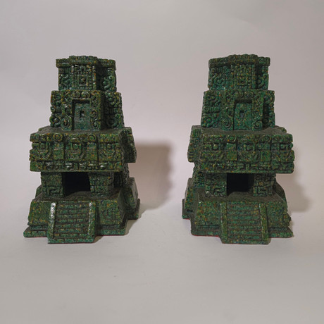 TWO BOOKENDS IN THE SHAPE OF AN AZTEC TEMPLE. Miscellaneous ...