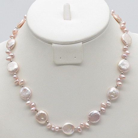 BURLAP LIFE 925 Sterling Silver Freshwater Pearl Choker Necklace - 9-10mm White Cultured Pearl With Adjustable Chain - Gift For Women