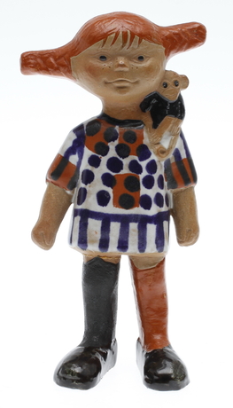 FIGURIN, stengods, Pippi Långstrump, Lisa Larson, Gustavsberg, stämpelsignerad.