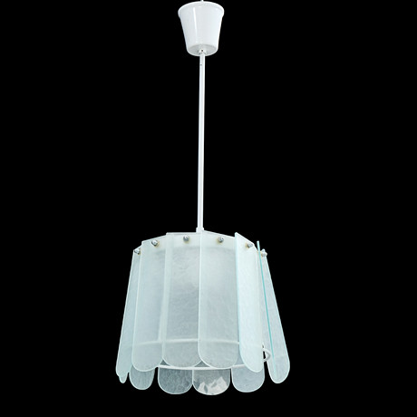 THOMAS SANDELL, taklampa, "Centurion, 1950", Gärsnäs. Skärm av blästrat glas. Formgiven av Thomas Sandell för på auktion hos Crafoord Auktioner Stockholm