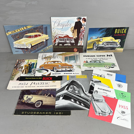 BUICK,DODGE,PONTIAC m.fl., broschyrer, 13-delar, 1950-tal.