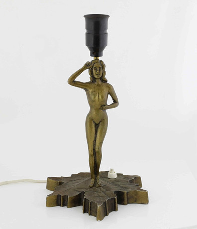A table lamp, Art Decó, Nude woman on maple leaves, 20th century