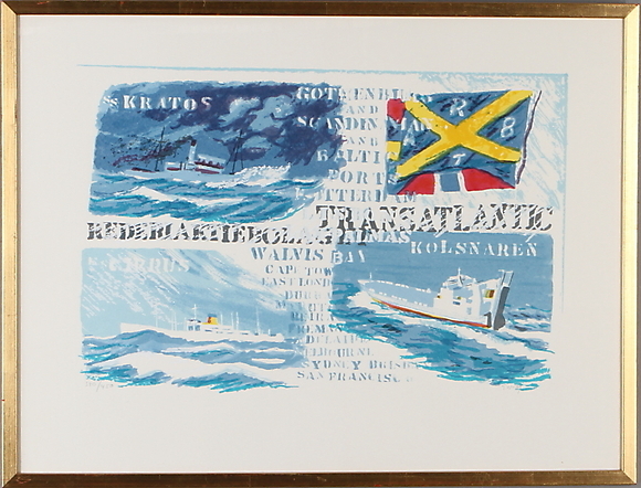 GÖSTA WERNER. Transatlantic, color lithograph, momogram signed, dated ...